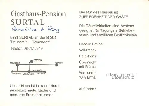 AK / Ansichtskarte Teisendorf_Oberbayern Gasthaus Pension Surtal Landschaftspanorama Viehweide Kuehe Teisendorf Oberbayern