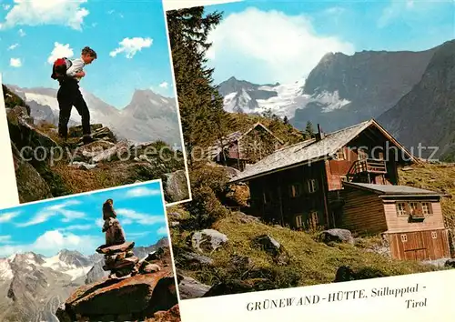 AK / Ansichtskarte Stillupptal Gruenewand Huette mit Keilbachspitze Bergwandern Weg zur Lapenscharte Gebirgspanorama Alpen Stillupptal