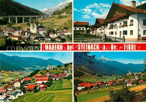 AK / Ansichtskarte Mauern_Tirol Panorama Ortsmotiv mit Hotel Gasthof Kirche Autobahnbruecke Alpen Mauern Tirol