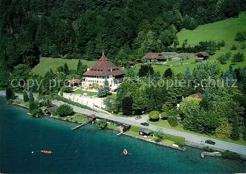 AK / Ansichtskarte Merlingen Gut Ralligen am Thunersee Fliegeraufnahme Merlingen