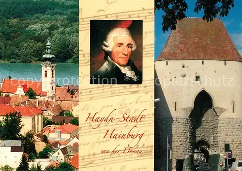 AK / Ansichtskarte Hainburg_Donau Stadtpfarrkirche Donau Au Wienertor Portrait Haydn Komponist Hainburg Donau