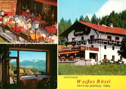AK / Ansichtskarte Reith_Seefeld_Tirol Gasthaus Weisses Roessl Terrasse Blick auf die Alpen Reith_Seefeld_Tirol