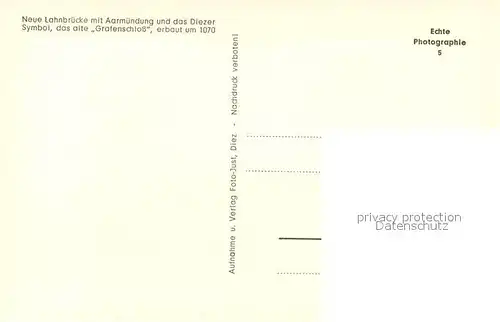 AK / Ansichtskarte Diez_Lahn Neue Lahnbruecke Aarmuendung Diezer Symbol Grafenschloss Diez_Lahn