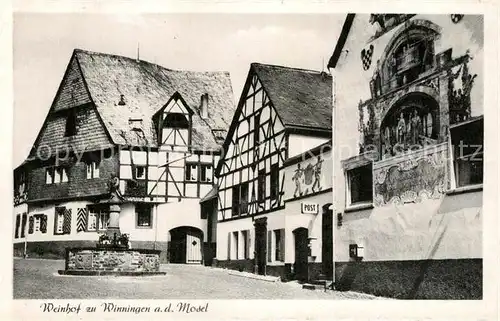 AK / Ansichtskarte Winningen_Mosel Weinhof Post Brunnen Winningen Mosel