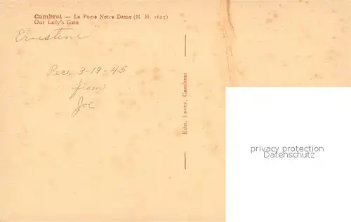 AK / Ansichtskarte Cambrai Porte Notre Dame Cambrai