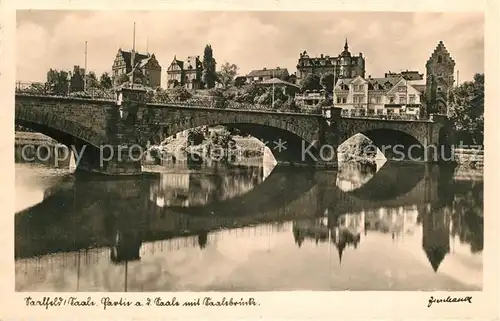 AK / Ansichtskarte Saalfeld_Saale Saalebruecke Panorama Saalfeld_Saale