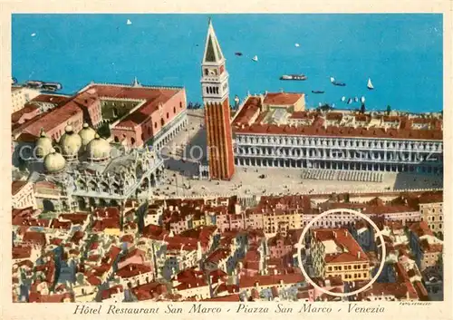 AK / Ansichtskarte Venezia_Venedig Fliegeraufnahme Hotel Restauran San Marco Piazza San Marco Venezia Venedig