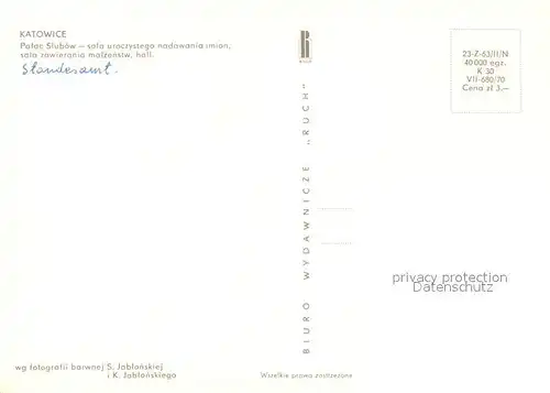 AK / Ansichtskarte Katowice Standesamt Katowice