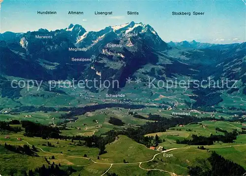 AK / Ansichtskarte Alpstein Fliegeraufnahme Schwendetal Alpstein