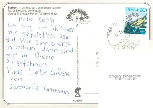 AK / Ansichtskarte Sedrun Winterpanorama Skihuette Sedrun