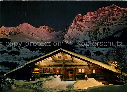 AK / Ansichtskarte Adelboden Alte Taverne Lohner Bonderspitz Nachtaufnahme Adelboden