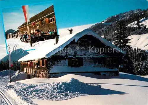 AK / Ansichtskarte Hittisau_Vorarlberg Loipenstueble Berghuette Jausenstation Wintersportplatz Alpen Hittisau Vorarlberg