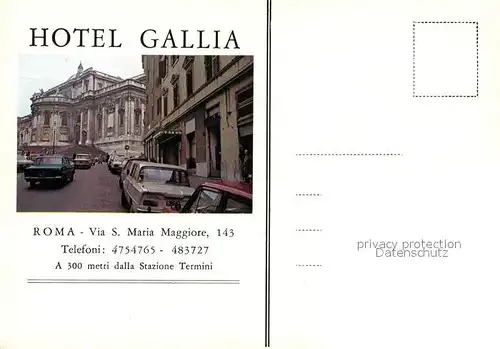 AK / Ansichtskarte Roma_Rom Hotel Gallia Stadtplan Roma_Rom