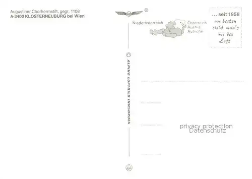 AK / Ansichtskarte Klosterneuburg Fliegeraufnahme Augustiner Chorherrnstift Klosterneuburg