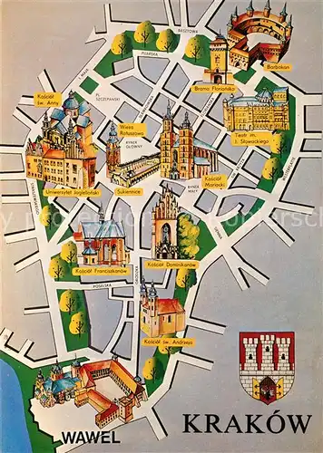 AK / Ansichtskarte Krakow_Krakau Stadtplan Krakow Krakau