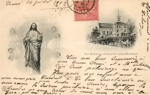 AK / Ansichtskarte Roquefort les Pins Petit Montmarte Jesus Figur Roquefort les Pins