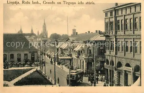 AK / Ansichtskarte Liepaja Rozu laul. Graudu un Tirgonu ielu stueris Innenstadt Kirche Liepaja