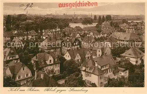 AK / Ansichtskarte Kehl_Rhein Panorama Blick gegen Strassburg Zensur Stempel ausgeschieden Kehl_Rhein