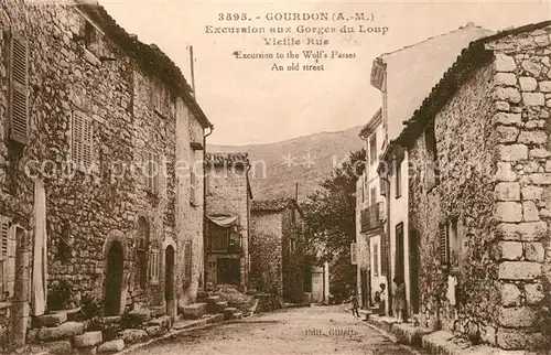 AK / Ansichtskarte Gourdon_Alpes Maritimes Excursion aux Gorges du Loup vieille rue Gourdon Alpes Maritimes