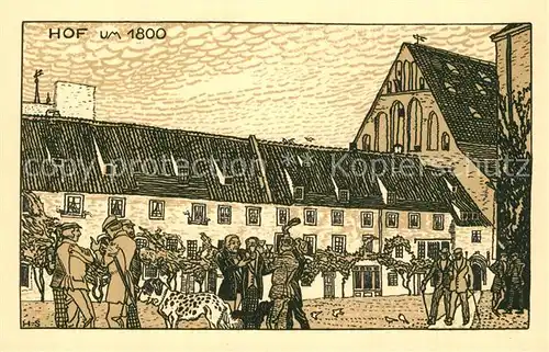 AK / Ansichtskarte Leipzig Paulinum Hof vor 1830 Zeichnung Kuenstlerkarte Offizielle Postkarte zur 500jaehrigen Jubiliaeumsfeier der Universitaet Leipzig Leipzig