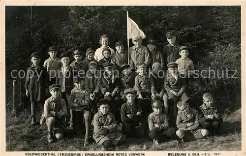 AK / Ansichtskarte Oberwiesenthal_Erzgebirge Erholungsheim Rotes Vorwerk Gruppenbild Oberwiesenthal Erzgebirge