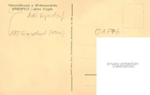 AK / Ansichtskarte Baerenfels_Erzgebirge Kurhaus Kaiserhof Winterlandschaft Baerenfels Erzgebirge