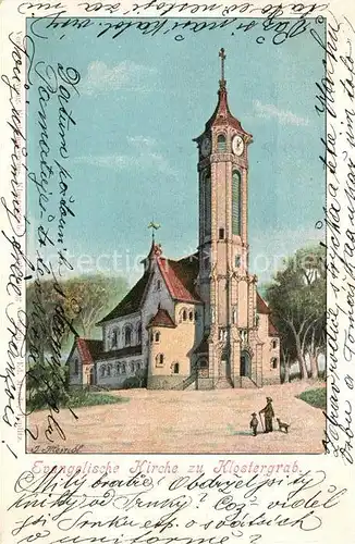 AK / Ansichtskarte Klostergrab Evangelische Kirche Kuenstlerkarte Klostergrab