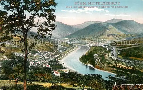 AK / Ansichtskarte Salesel_Tschechien Panorama Blick ins Elbetal zwischen Salesel und Sebusein Boehmisches Mittelgebirge Salesel_Tschechien