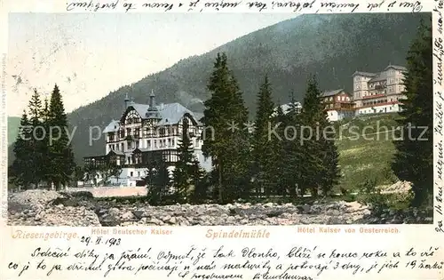 AK / Ansichtskarte Spindelmuehle Hotel Deutscher Kaiser Hotel Kaiser von oesterreich Riesengebirge Spindelmuehle
