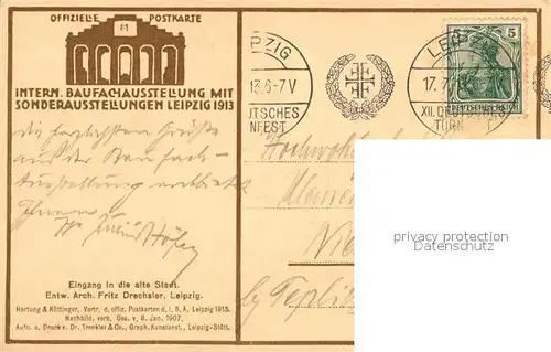 AK / Ansichtskarte Leipzig Eingang in die alte Stadt Offizielle Postkarte Int. Baufachausstellung Leipzig