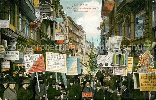 AK / Ansichtskarte Leipzig Petersstrasse waehrend der Mustermesse Leipzig