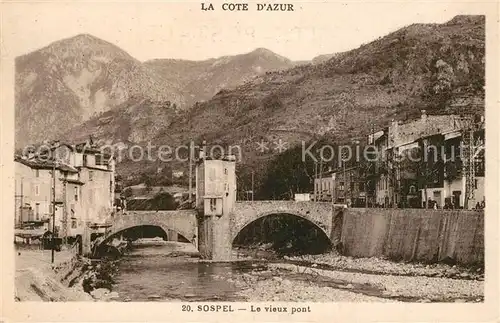 AK / Ansichtskarte Sospel Alte Bruecke Panorama Sospel