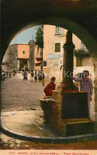 AK / Ansichtskarte Sospel Place Saint Nicolas Brunnen Sospel