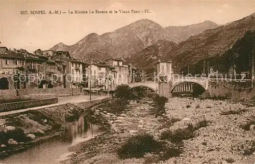 AK / Ansichtskarte Sospel Bruecke Altstadt Panorama Sospel