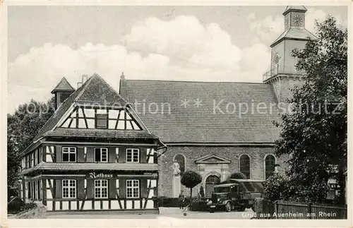 AK / Ansichtskarte Auenheim Rathaus Kirche Auenheim