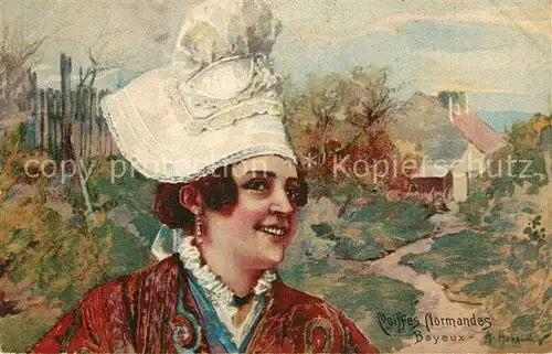 AK / Ansichtskarte Bayeux Coiffes Normandes Kopfschmuck Trachten Kuenstlerkarte Bayeux