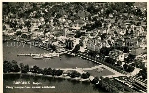 AK / Ansichtskarte Bregenz_Bodensee Fliegeraufnahme mit Hafen und Branz Lustenau Bregenz Bodensee