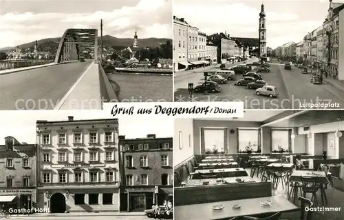 AK / Ansichtskarte Deggendorf_Donau Bruecke Luitpoldplatz Gasthof Hoettl Gastzimmer Deggendorf Donau