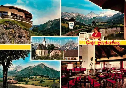 AK / Ansichtskarte Vorderstoder Cafe Stockerberg Terrasse Gastraum Kirche Vorderstoder