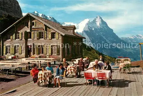 AK / Ansichtskarte Grindelwald Hotel Grosse Scheidegg Terrasse mit Moench und Eiger Grindelwald