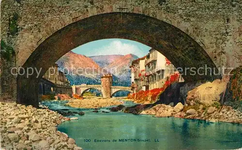 AK / Ansichtskarte Menton_Alpes_Maritimes Sospel Bruecke Menton_Alpes_Maritimes