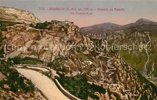 AK / Ansichtskarte Gourdon_Alpes Maritimes Panorama Chemin du Paradis Gourdon Alpes Maritimes