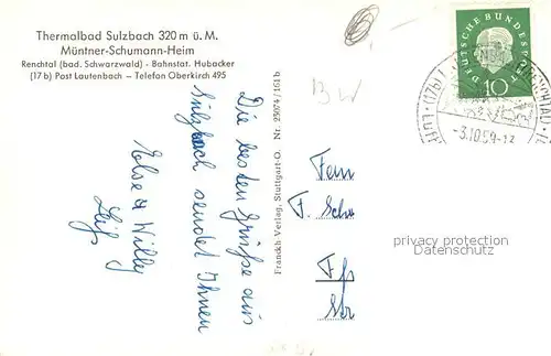 AK / Ansichtskarte Bad_Sulzbach Muentner Schumann Heim im Renchtal Bad_Sulzbach