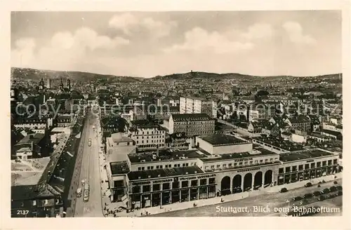 AK / Ansichtskarte Stuttgart Panorama Blick vom Bahnhofturm Stuttgart