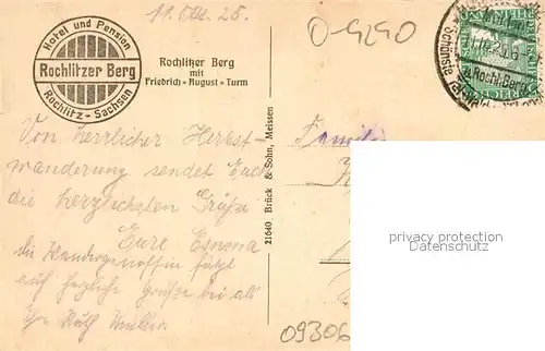 AK / Ansichtskarte Rochlitz_Sachsen Hotel Pension Rochlitzer Berg Rochlitz Sachsen