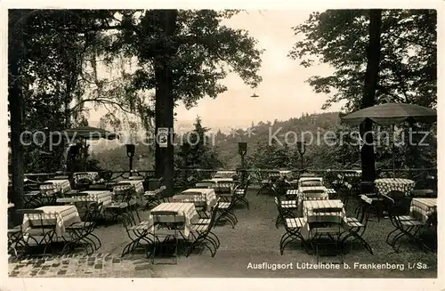 AK / Ansichtskarte Frankenberg_Sachsen Ausflugsort Luetzelhoehe Gaststaette Restaurant Terrasse Frankenberg Sachsen