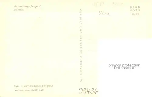 AK / Ansichtskarte Marienberg_Erzgebirge Partie am Markt Blick zur Kirche Marienberg Erzgebirge