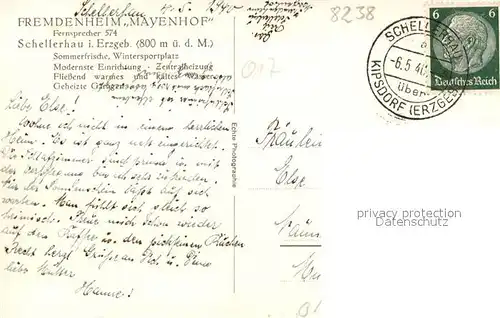 AK / Ansichtskarte Schellerhau Fremdenheim Mayenhof Terrasse Schellerhau