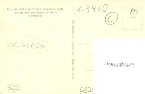 AK / Ansichtskarte Oberschlema_Erzgebirge Konzertplatz Kurhaeuser Radiumbad Oberschlema_Erzgebirge
