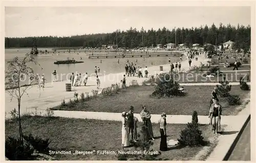 AK / Ansichtskarte Neustaedtel_Sachsen Strandbad Bergsee Filzteich Strandpromenade Neustaedtel_Sachsen